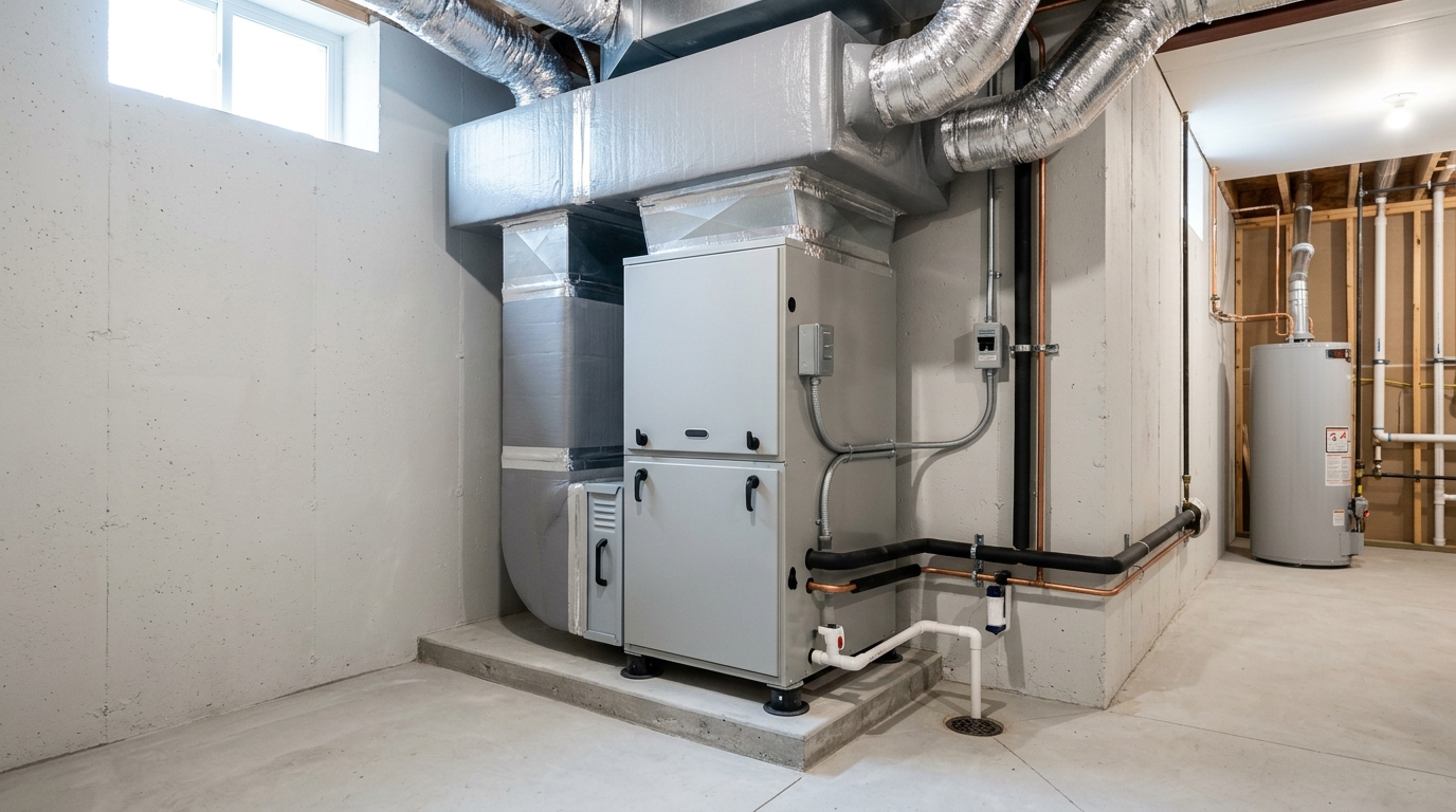 Indoor air handler system and clean ductwork in a Merritt Island residence