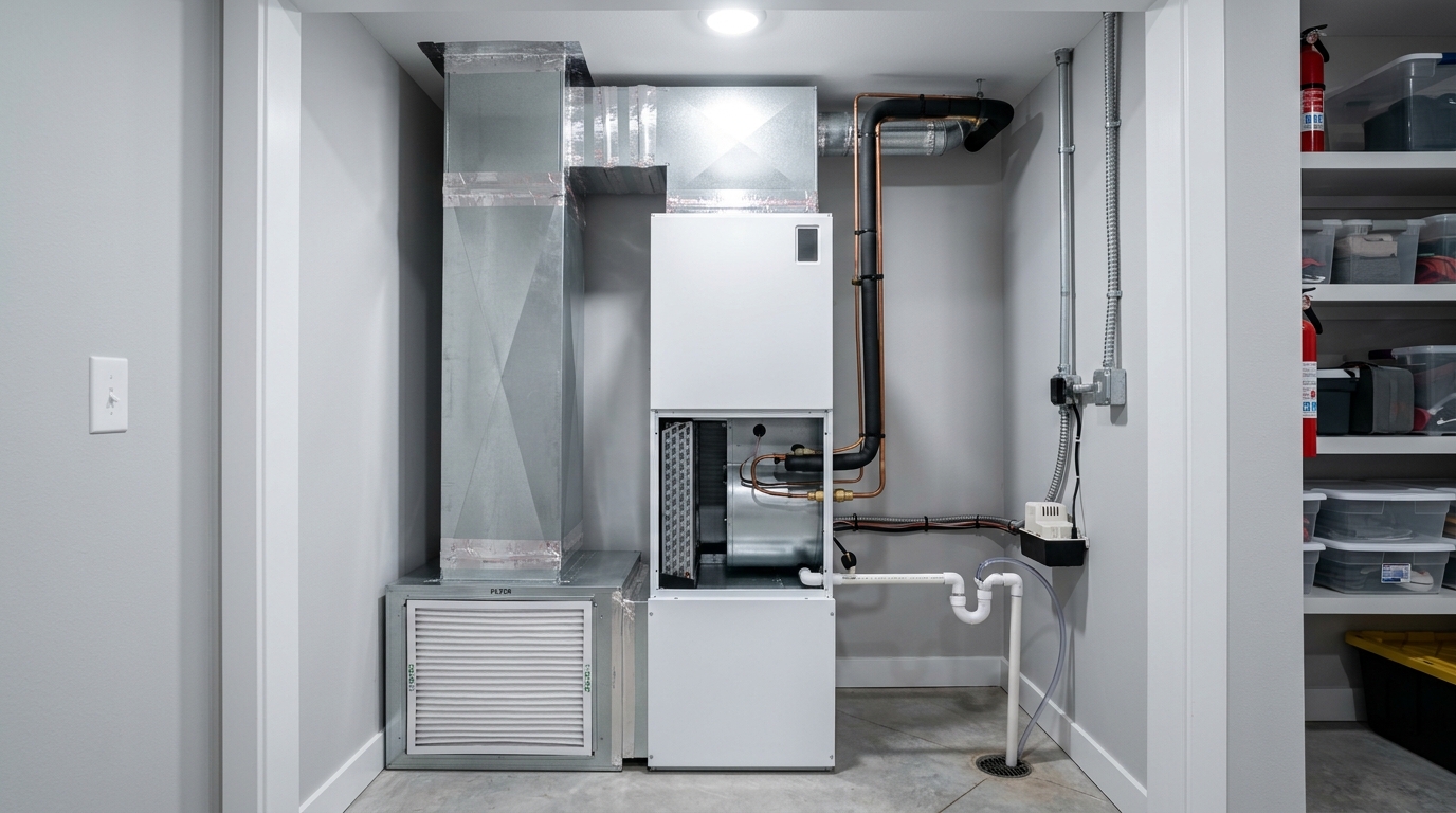 Clean residential indoor air handler system with high efficiency air filter