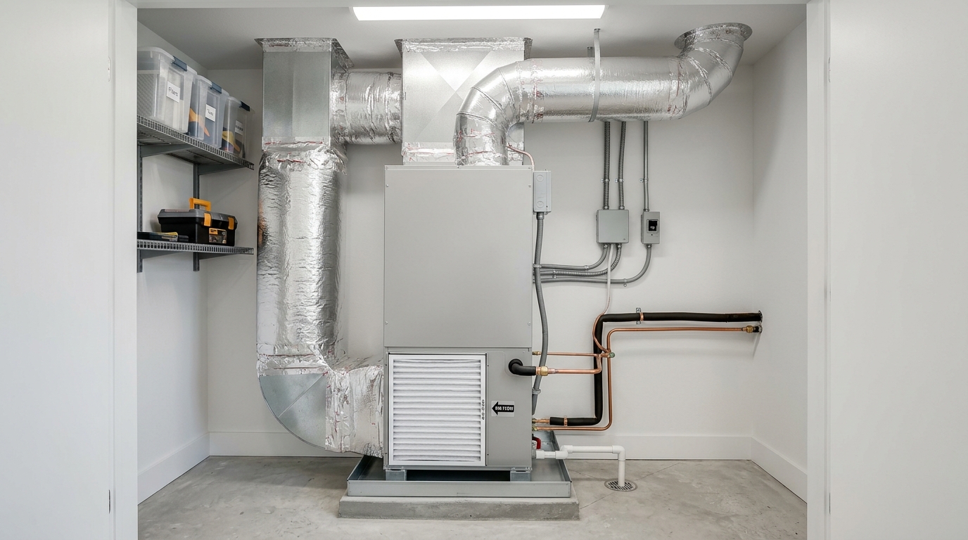 Clean indoor air handler and filter system for improved indoor air quality.